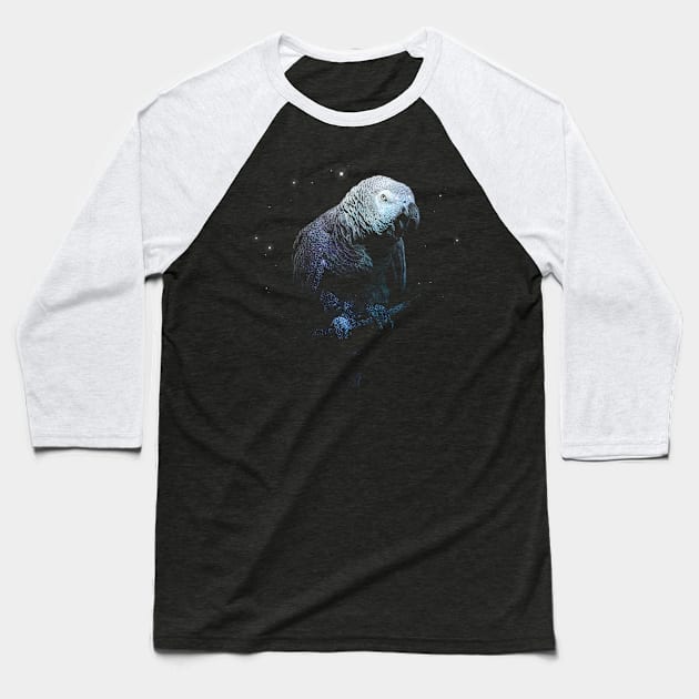 Space Nebula Double Exposure African Grey Parrot Baseball T-Shirt by BirdNerd